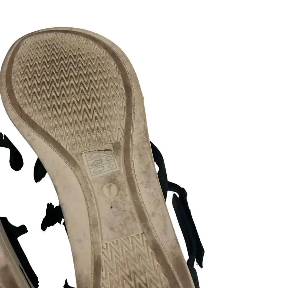 Eileen Fisher Black Sola Tumbled Nubuck Sandals Sz 7